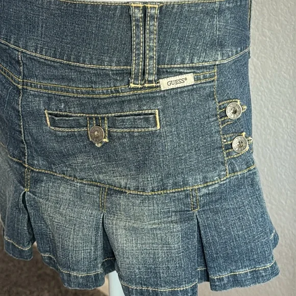 Guess Blue Pleated Skater Mini Skirt size 29 - Picture 5 of 8
